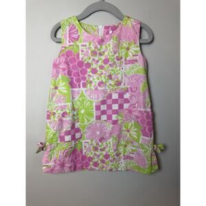 LILLY PULITZER Classic Shift Dress Juice Stand Patch Elephant Pink Girls Sz 3T
